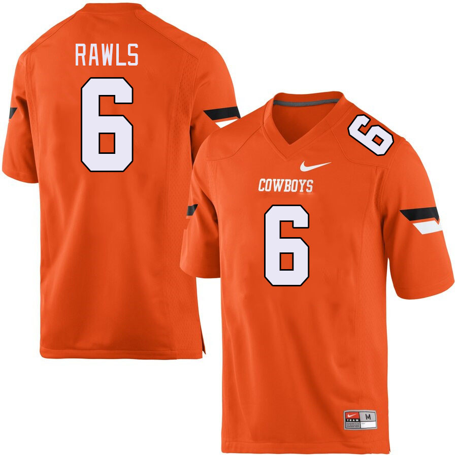 Men #6 Lyrik Rawls Oklahoma State Cowboys College Football Jerseys Stitched-Orange - Click Image to Close